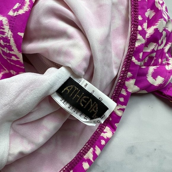 Athena Swim Molded Cup Bandini Tankini Top Size 32D Hot Pink Ikat Floral Modest - Picture 4 of 8